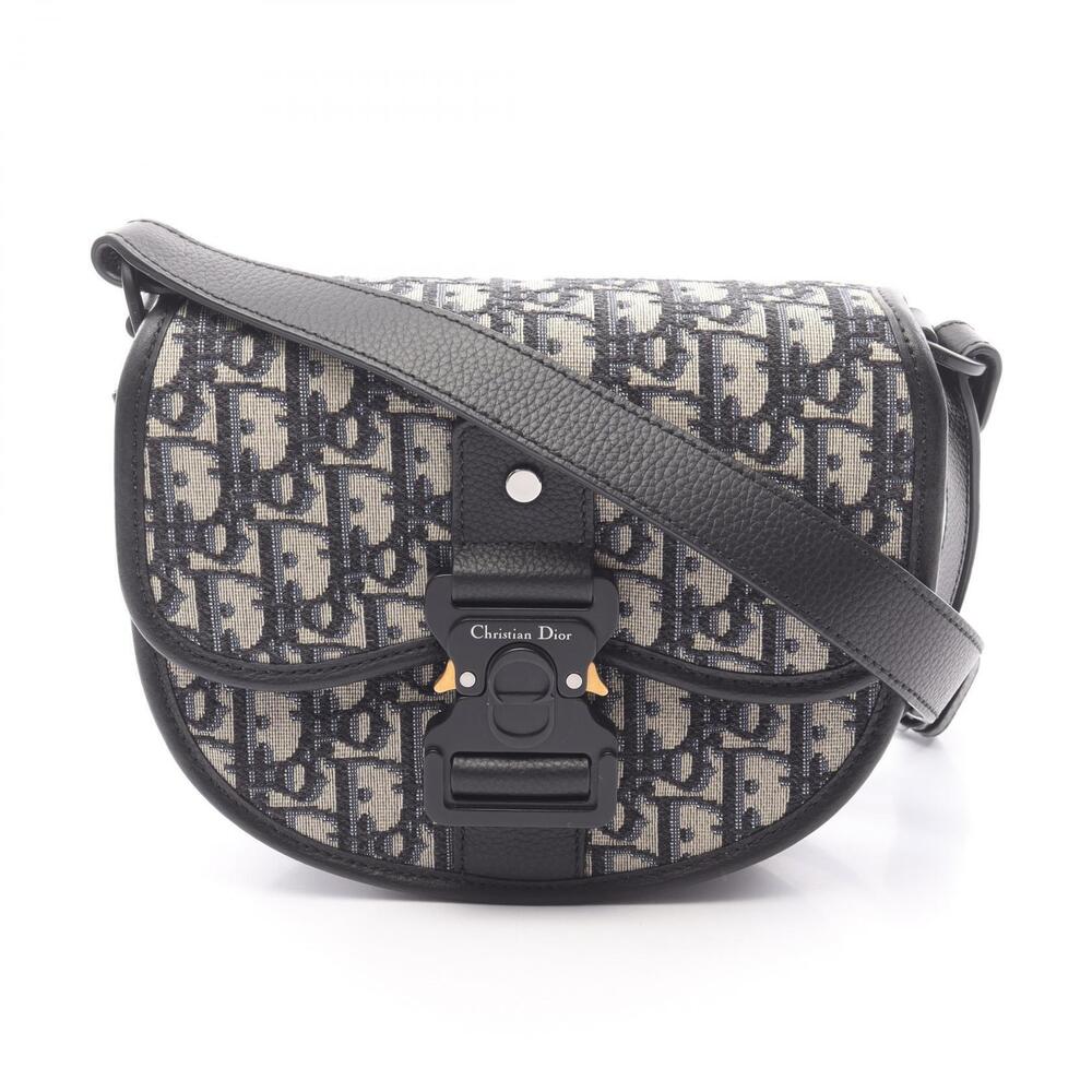 Dior GALLOP Oblique Shoulder Bag Canvas Leather Beige Navy Blue